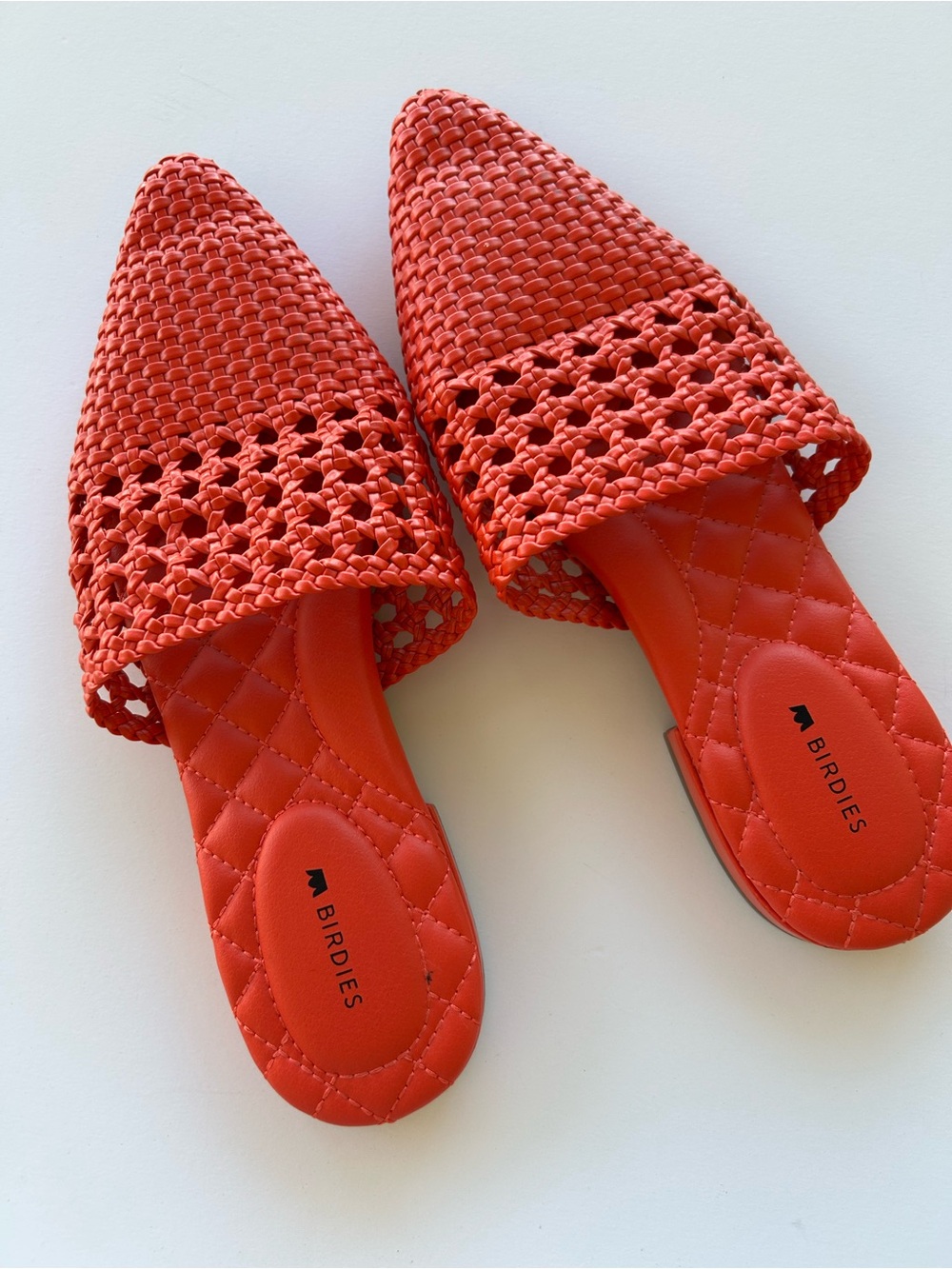 Birdies the dove lattice Woven Pointed-Toe Slip-On Mules in salmon sz 7